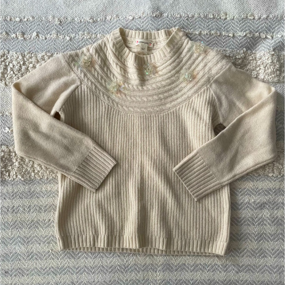 Crewcuts (J crew) soft wool sweater with appliqués